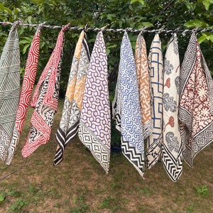 Set of 10 Indian cotton Bandana Scarf,Foulard,Neckerchief,Necktie Face Mask,Hijab,Hand Made Gift for Mom,Dad,Wife,Husband,Gf,Bf