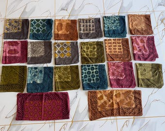 Set of 20 Indian cotton Bandana Scarf,Foulard,Neckerchief,Necktie Face Mask,Hijab,Hand Made Gift for Mom,Dad,Wife,Husband,Gf,Bf