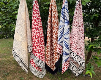 Juego de 5 pañuelos de algodón orgánico indio, pañuelos, pañuelos para el cuello, pañuelos para el cuello, pañuelos para la cara, hiyabs, regalos hechos a mano para mamá, papá, esposa, esposo, novia o novio.