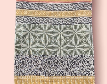 Hand Block Print Cotton Sarong, Beach Cover Up, Indian Pareo, Boho Beach Wrap, Handmade Cotton Sarong