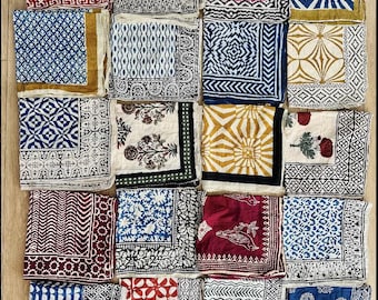 Set of 40 Indian cotton Bandana Scarf,Foulard,Neckerchief,Necktie Face Mask,Hijab,Hand Made Gift for Mom,Dad,Wife,Husband,Gf,Bf