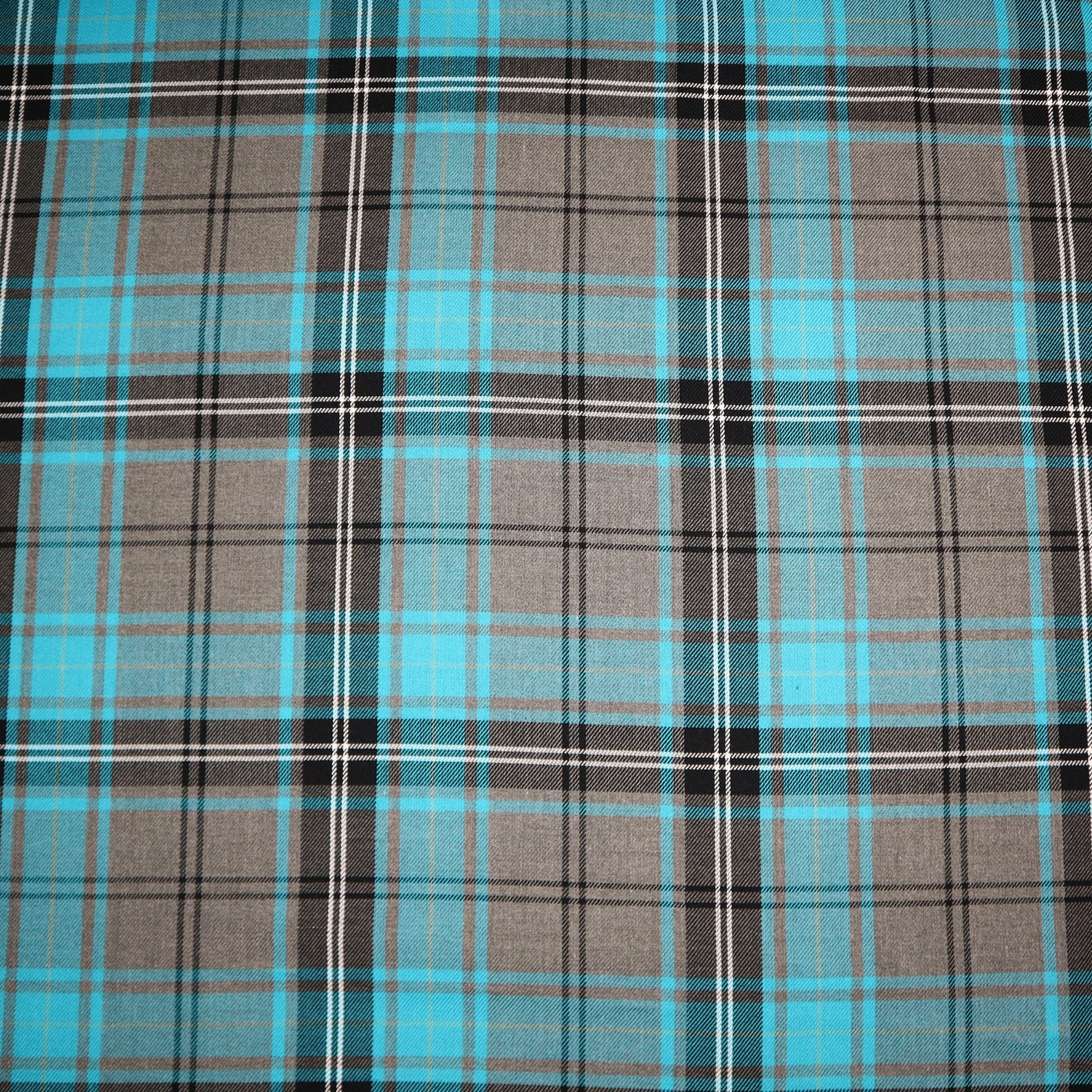Polyester Fabric in Turquoise Tartan Etsy