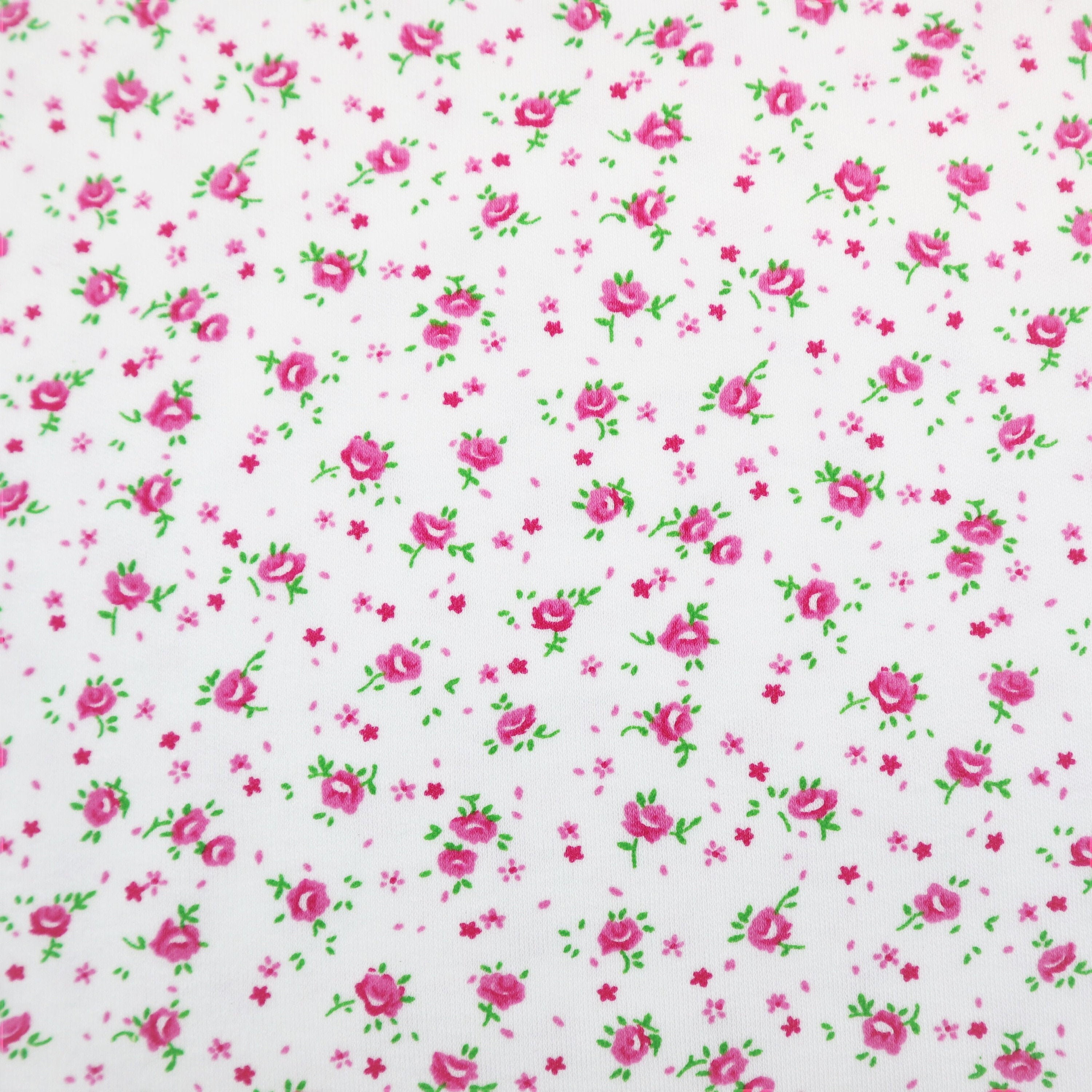 Cotton Jersey Fabric in Pink Ditsy Flower Etsy