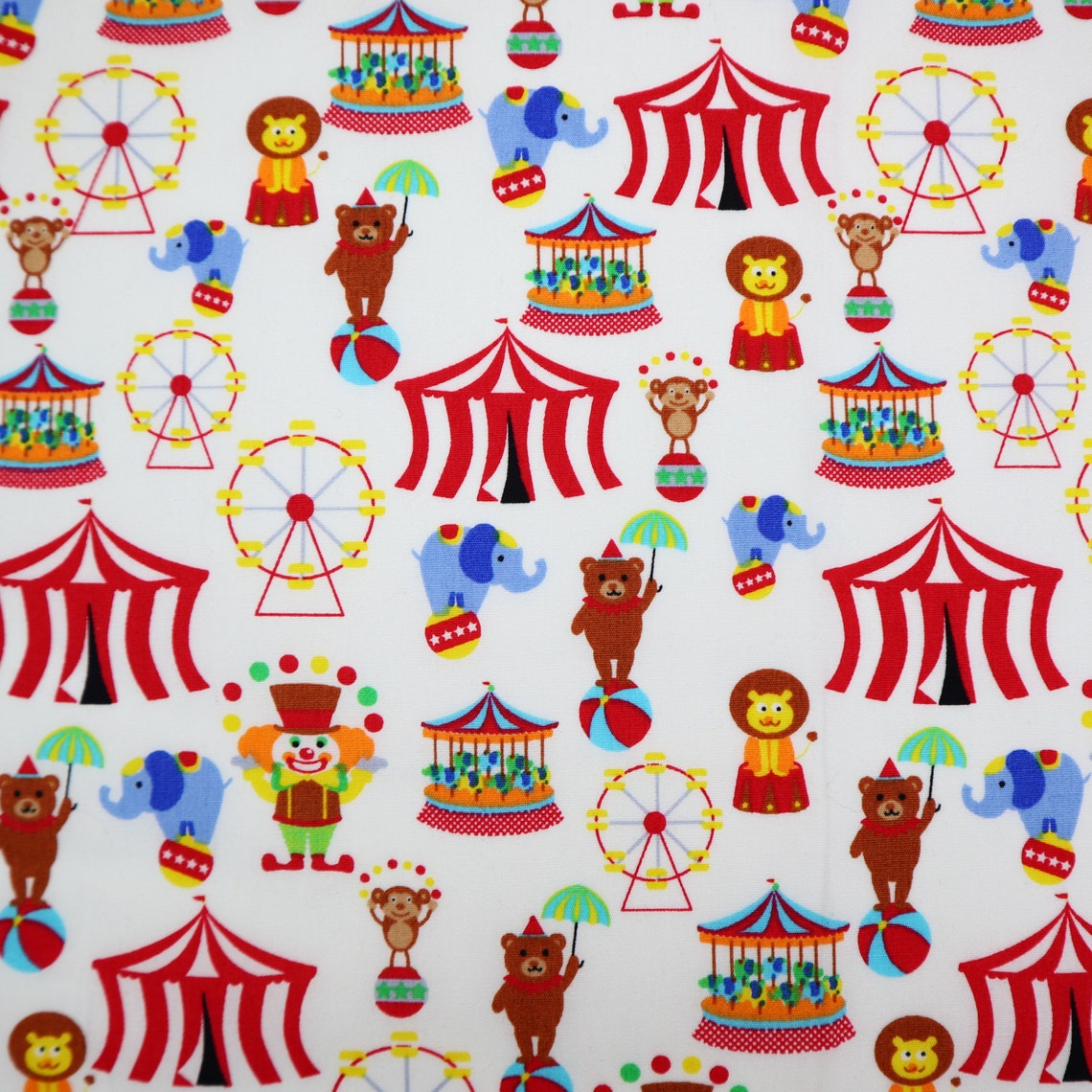 100% Cotton Fabric in Circus Time Print | Etsy
