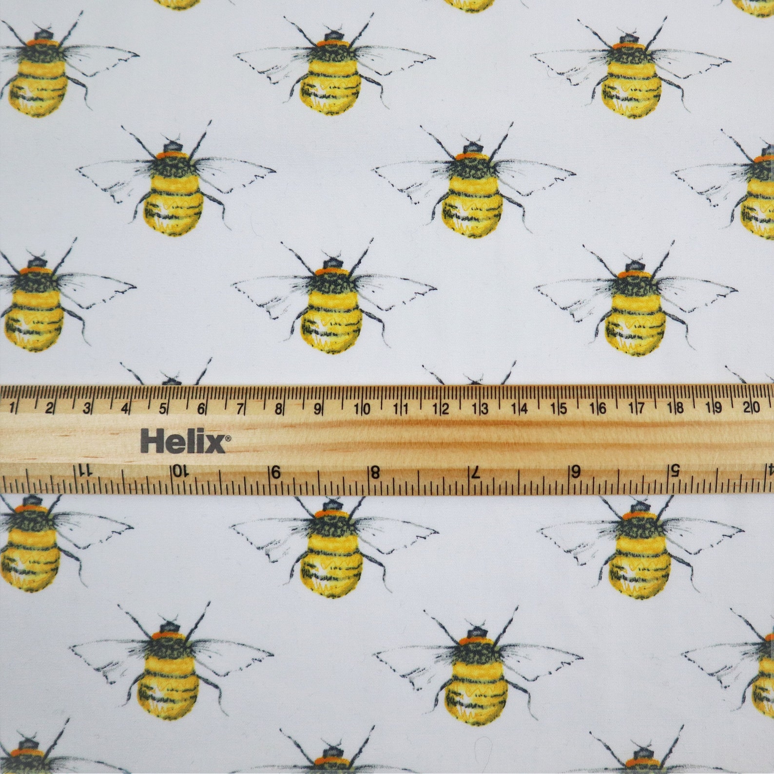 100 Cotton Fabric in White Bumble Bee Print Etsy
