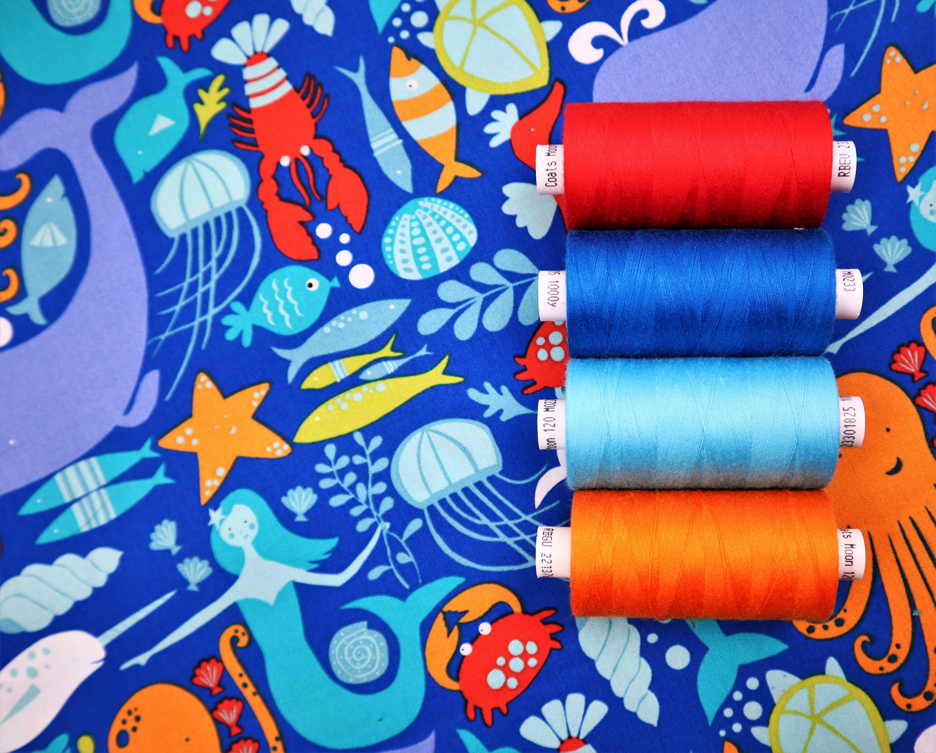100 Cotton Fabric in Under the Sea Print Etsy