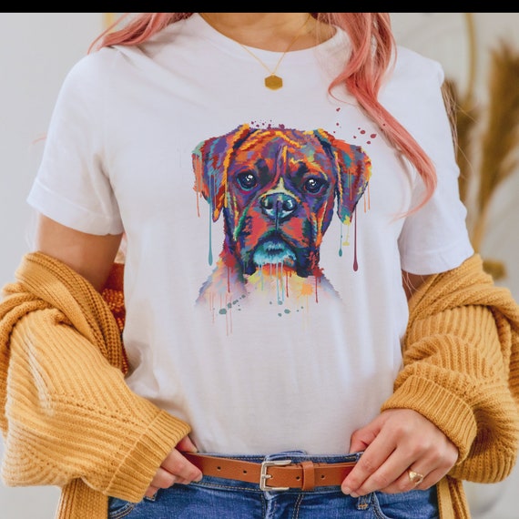 Boxer Dog Shirt Boxer Dog Shirt Women Watercolor Boxer Etsy