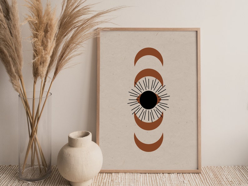 Abstract Art Earthy Art Downloadable Printable Art Desert Sun /& Moon Art Print Burnt Orange Boho Wall Art Neutral Tones Modern Art