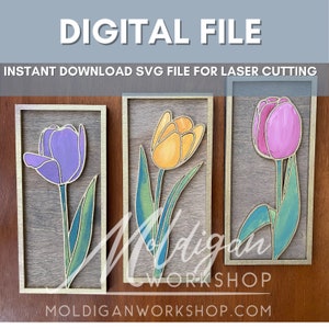 Digitale Datei - Tulip Trio - SVG für Glowforge Laser Cutter Instant Download
