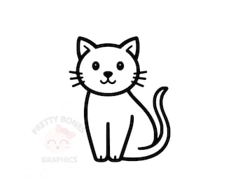 Katze Linie Kunst, SVG, PNG, EPS, Dxf, Pdf Sofort-Download-Datei, digitales Design zum Basteln, Vektor-Clipart