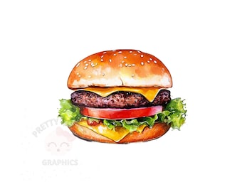 Hamburger clipart, instant png-bestand download, digitaal ontwerp voor knutselen, afdrukbare kunst