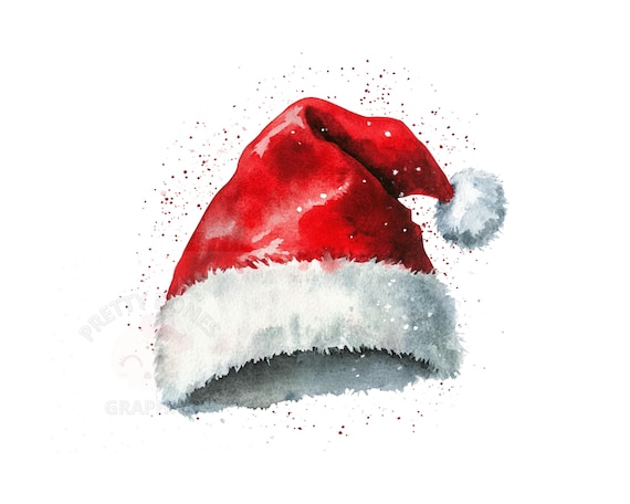 サンタ帽子のクリップアート、PNG インスタントダウンロードファイル