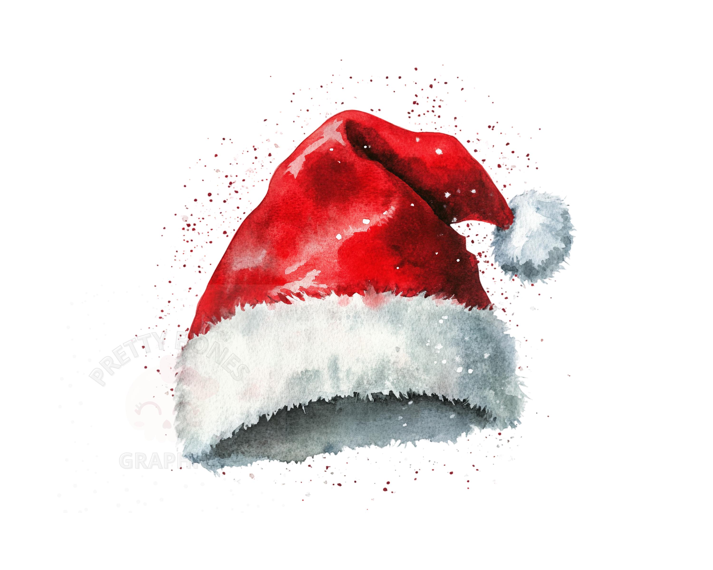 サンタ帽子のクリップアート、PNG インスタントダウンロードファイル