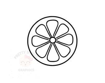 Orange Scheibe Linie Kunst, SVG, PNG, EPS, Dxf, Sofort-Download-Dateien, Vektor Clipart, Einfaches Symbol, druckbare Kunst