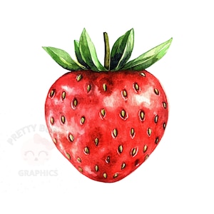 Clipart de fresa, archivo PNG de descarga instantánea, diseño digital para manualidades, arte imprimible, clipart de frutas