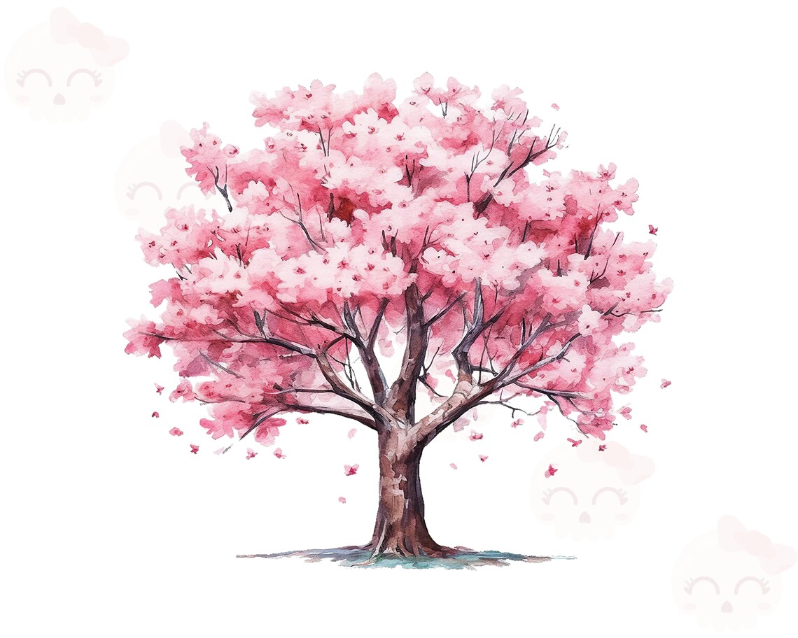 Watercolor Cherry Blossom Tree Clipart PNG Digital Download - Etsy