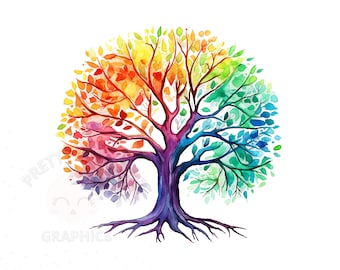 Tree Of Life Clipart, PNG Instant Download File, Watercolour Tree, Digital Design For Crafting