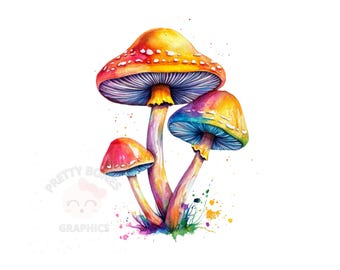 Mushroom Clipart, PNG Instant Download File, Digital Design For Crafting, Digital Printable Art