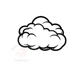 Clipart de contorno de nuvem, SVG, arquivo de download instantâneo PNG, clipart para fazer cartões, arte para impressão