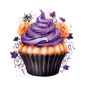 Imágenes Prediseñadas de Cupcake de Halloween, archivo de descarga instantánea PNG, diseño Digital de Cupcake para manualidades, arte imprimible