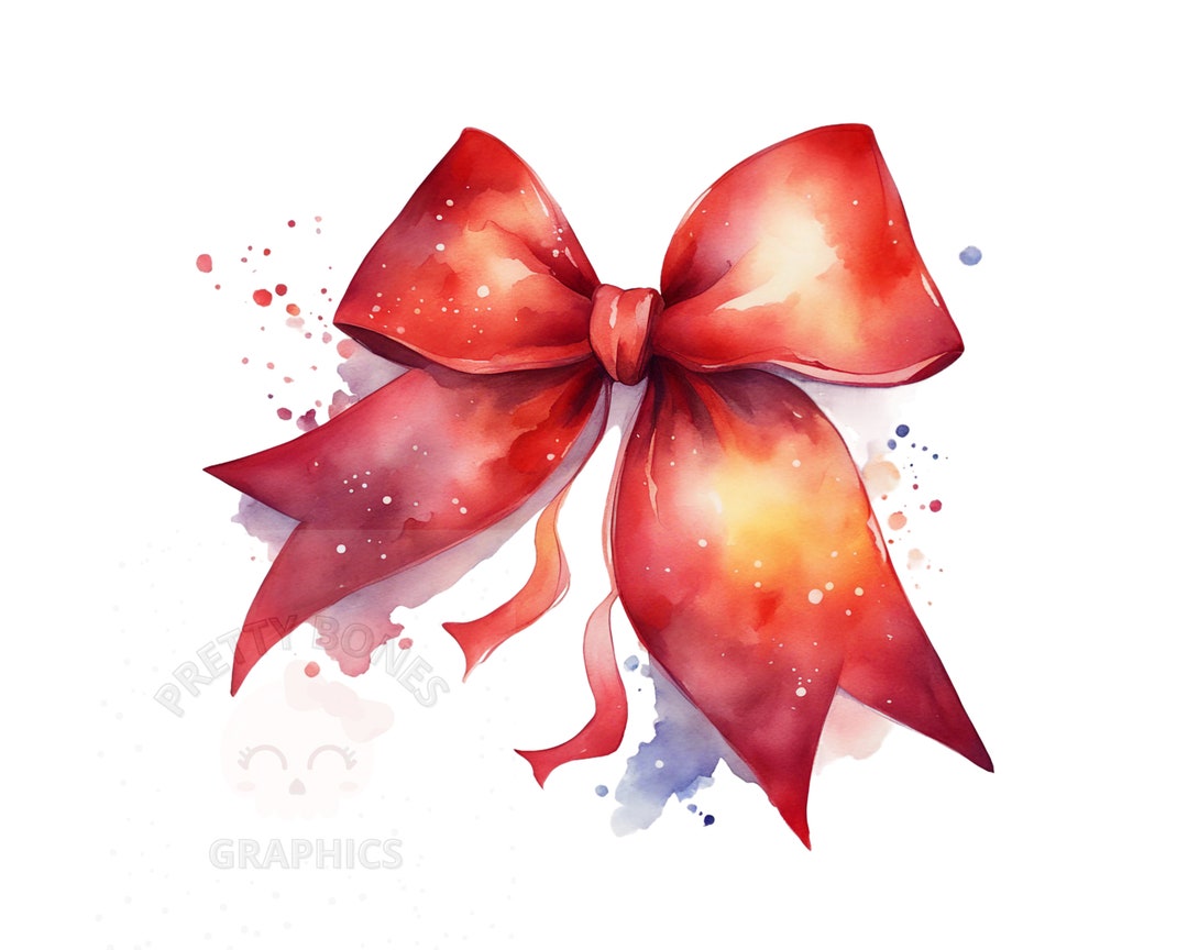 Red Bow Clipart, PNG Instant Download File, Digital Design for Crafting ...