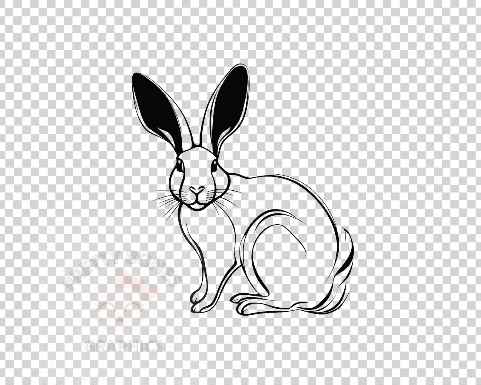 Rabbit Line Art Clipart, SVG, PNG Instant Download File, Digital Design ...