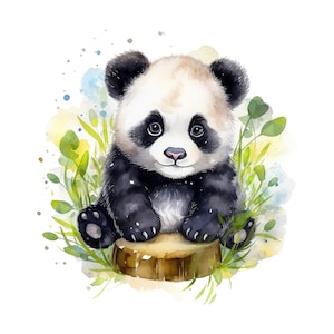 Cute Baby Panda Clipart, Download istantaneo PNG, Nursery Decor, Baby Panda Digital Design, Arte stampabile