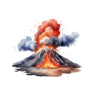 Volcano Clipart, PNG Instant Download File, Digital Design For Crafting, Printable Art