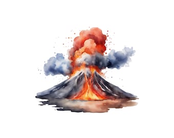 Vulkaan clipart, instant download png-bestand, digitaal ontwerp voor knutselen, afdrukbare kunst