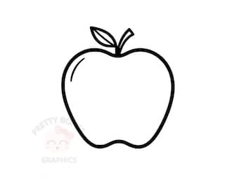 Apfel SVG, PNG, EPS, Dxf Sofort-Download-Dateien, Vektor Clipart, digitales Design zum Basteln, druckbare Kunst