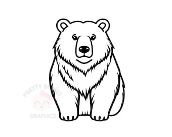 Bär Linie Kunst, SVG, PNG, EPS, Dxf, Pdf, 5 Sofort-Download-Dateien, Vektor-Clipart, digitales Design zum Basteln, druckbare Kunst