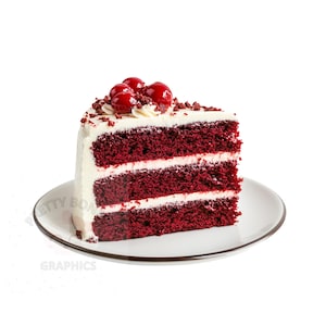 Rotes Samt Kuchen Stück Bild mit transparentem Hintergrund, PNG Instant Download-Datei, digitales Design zum Basteln