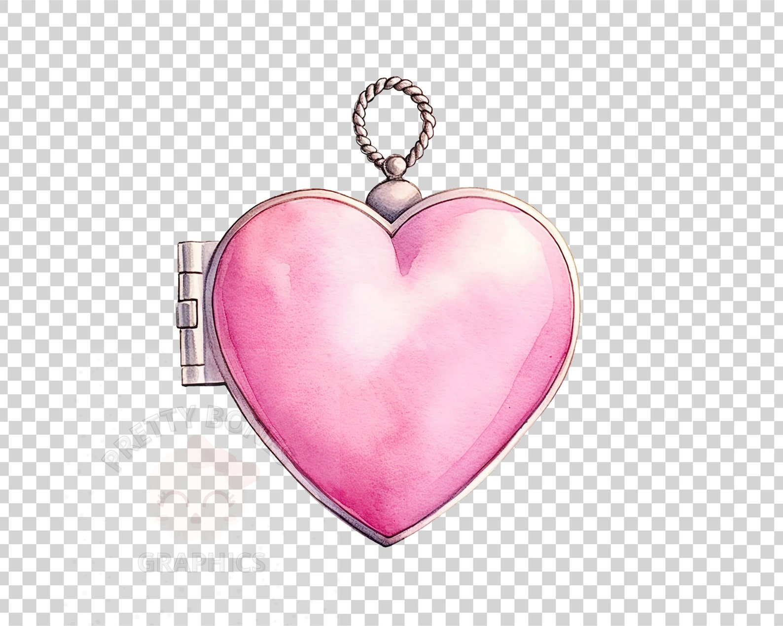 Pink Heart Locket Clipart, PNG Instant Download File, Digital Paper ...