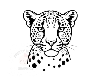 Gepard Porträt Clipart, SVG, PNG, EPS, Dxf Sofort-Download-Dateien, digital druckbare Clipart, Vektorkunst