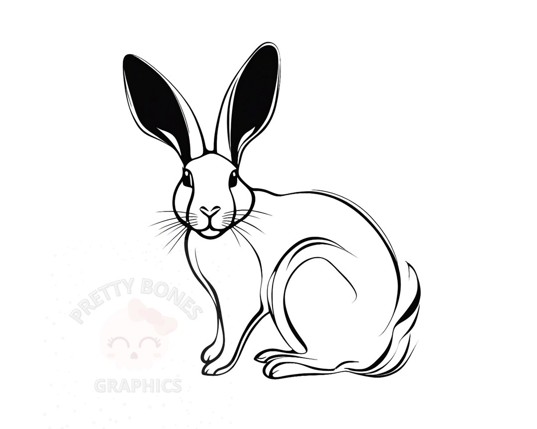 Rabbit Line Art Clipart, SVG, PNG Instant Download File, Digital Design ...