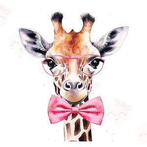 Giraffe Clipart, PNG Instant Download File, Giraffe Sublimation Design, Card Making Clipart, Printable Art