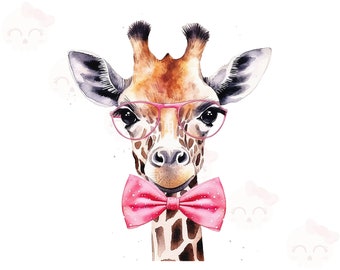 Giraffe Clipart, PNG Instant Download File, Giraffe Sublimation Design, Card Making Clipart, Printable Art