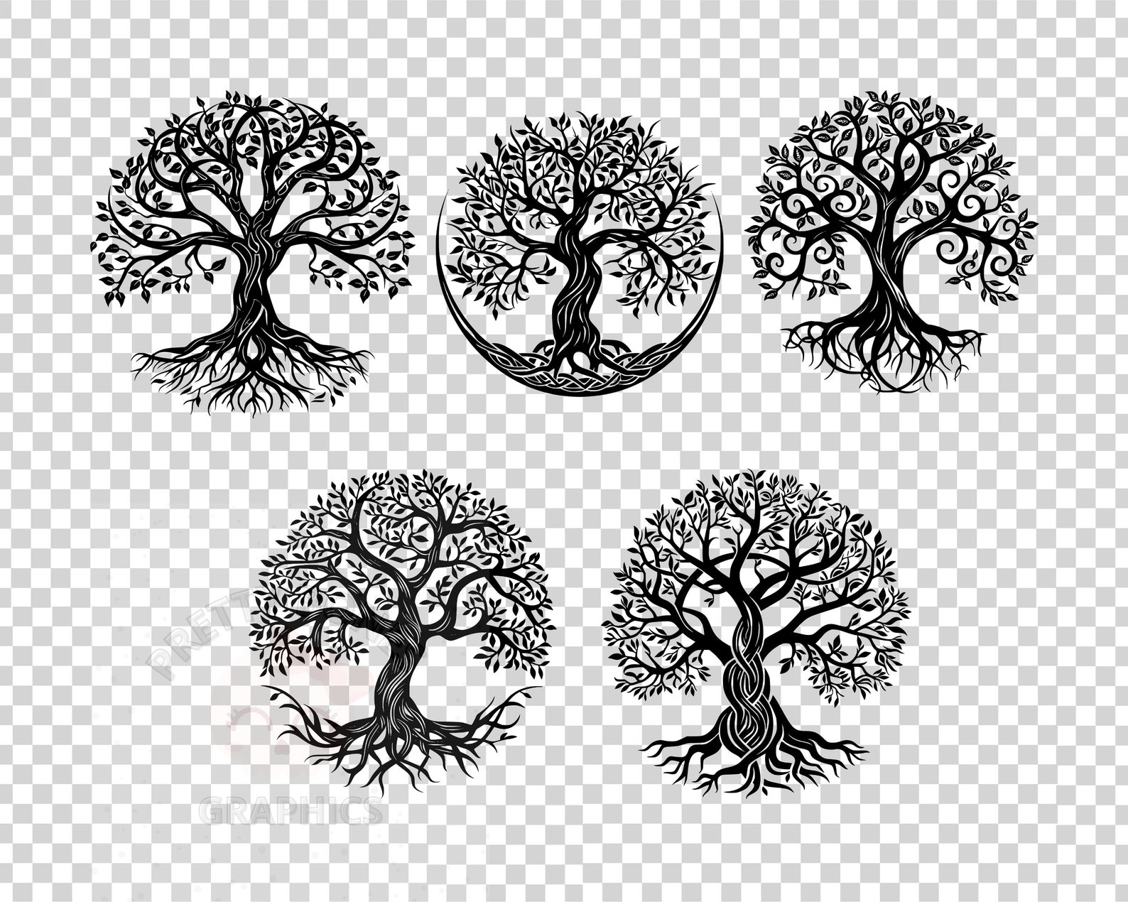 Tree of Life Vector Bundle, 5 SVG, PNG Instant Download Files, Digital ...
