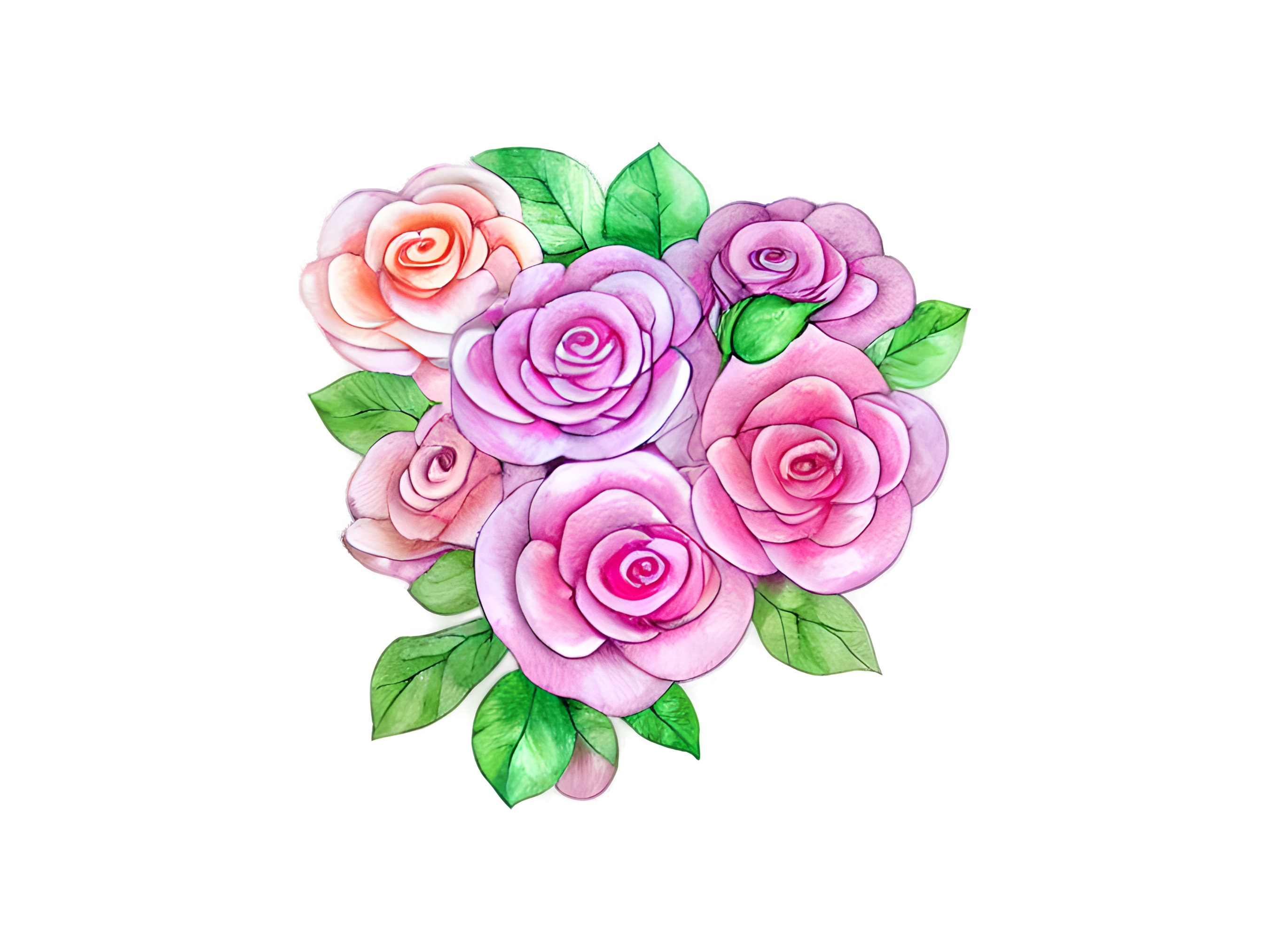 Watercolor Roses PNG Clipart Digital Download Flower - Etsy