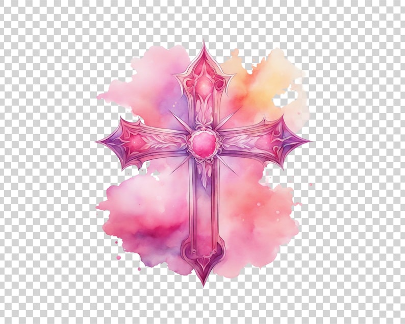 Pink Abstract Cross Pink Cross Clipart, PNG Instant Download File, Card Making Clipart ...