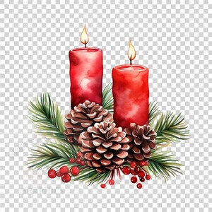 Pine Cones and Candles Clipart, PNG Instant Download File, Digital ...