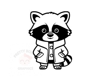 Waschbär SVG, PNG, EPS, Dxf, Sofort-Download-Datei, Vektor Clipart, digitales Design zum Basteln, Tier druckbare Kunst