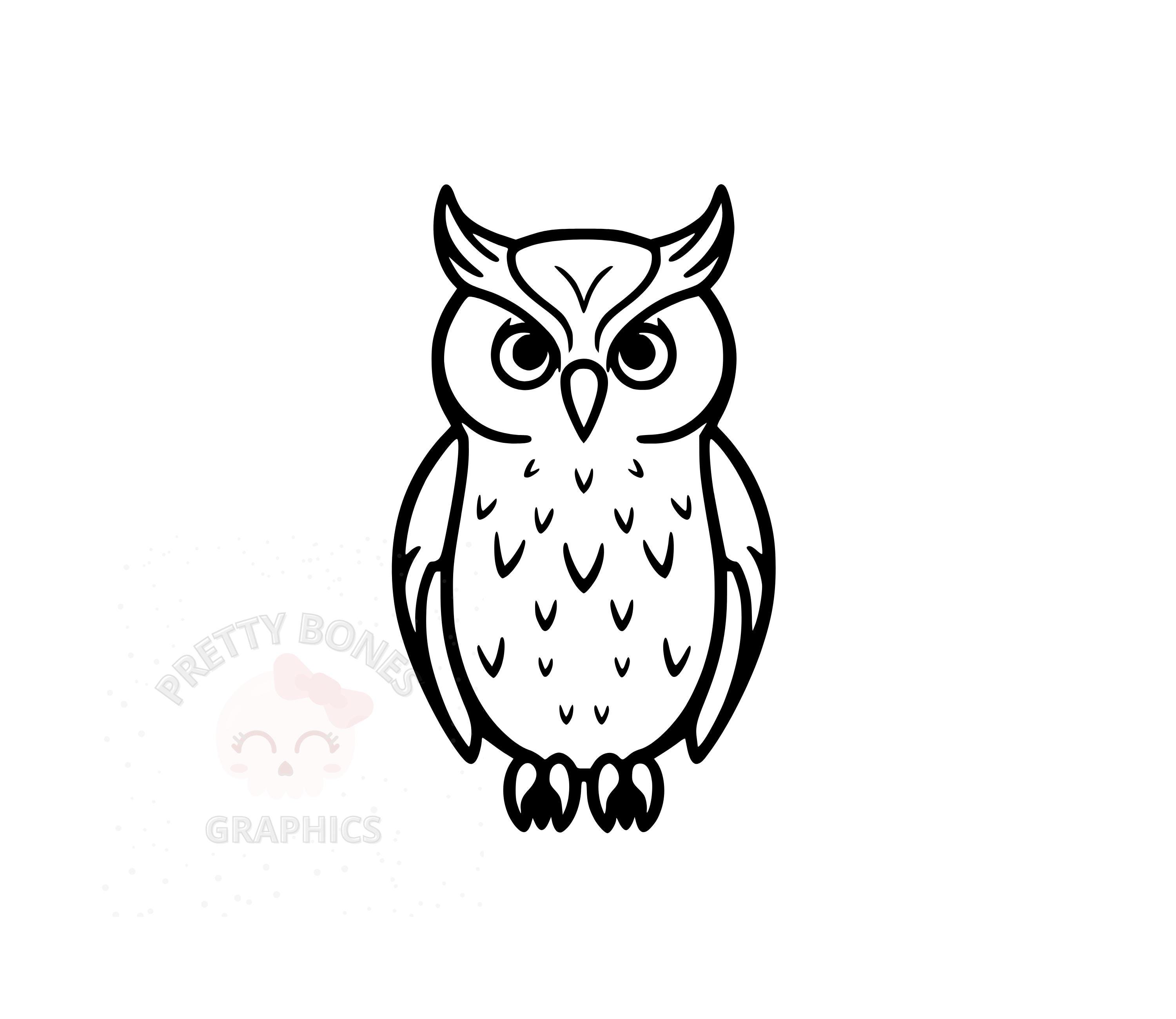 Owl Clipart, SVG, PNG, EPS, Dxf Instant Download Files, Digital Design For Crafting, Line Art, Vector Clipart