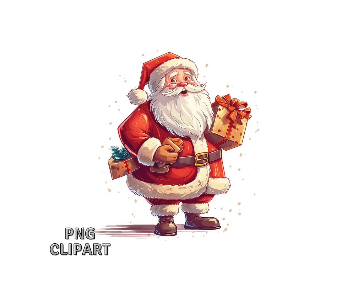 Santa Claus Illustration, PNG Digital Download, Christmas Santa Clipart ...