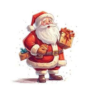 Ilustração de Papai Noel, download digital PNG, imagem de clipart de Papai Noel de Natal, artesanato em papel digital, confecção de cartões, arte para impressão