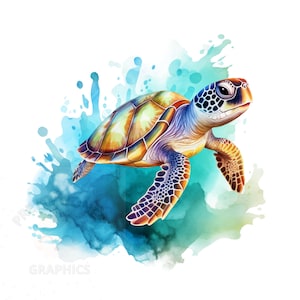 Imágenes prediseñadas de tortugas marinas, archivo de descarga instantánea PNG, artesanía de papel digital, arte de uso comercial