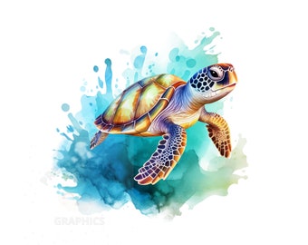 Sea Turtle Clipart, PNG Instant Download File, Digital Paper Craft, Commercial Use Art