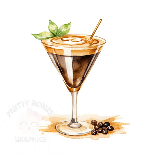 Espresso Martini Clipart, PNG Instant Download File, Digital Design For Crafting, Printable Art