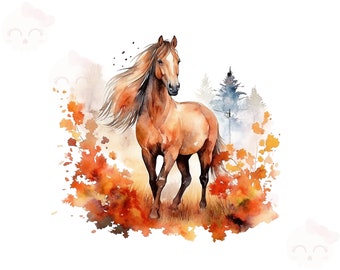 水彩馬のクリップアート - 10 個の高品質 JPG | 水彩馬 | デジタル
