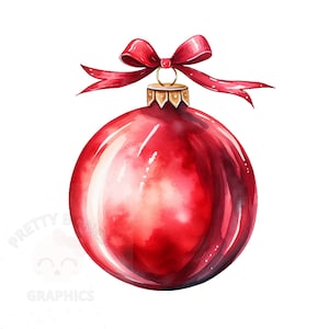 Rote Christbaumkugel Clipart, PNG sofortiger Download Datei, digitales Papier Handwerk, Karten machen, druckbare Kunst